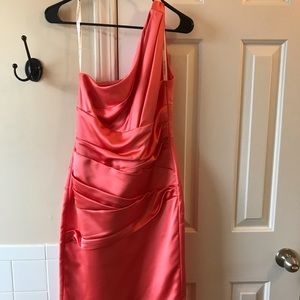 Coral One shoulder Dress
